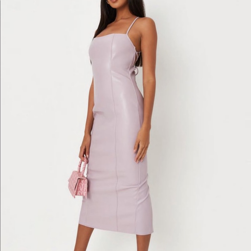NWT Lilac faux leather cross back Midaxi dress